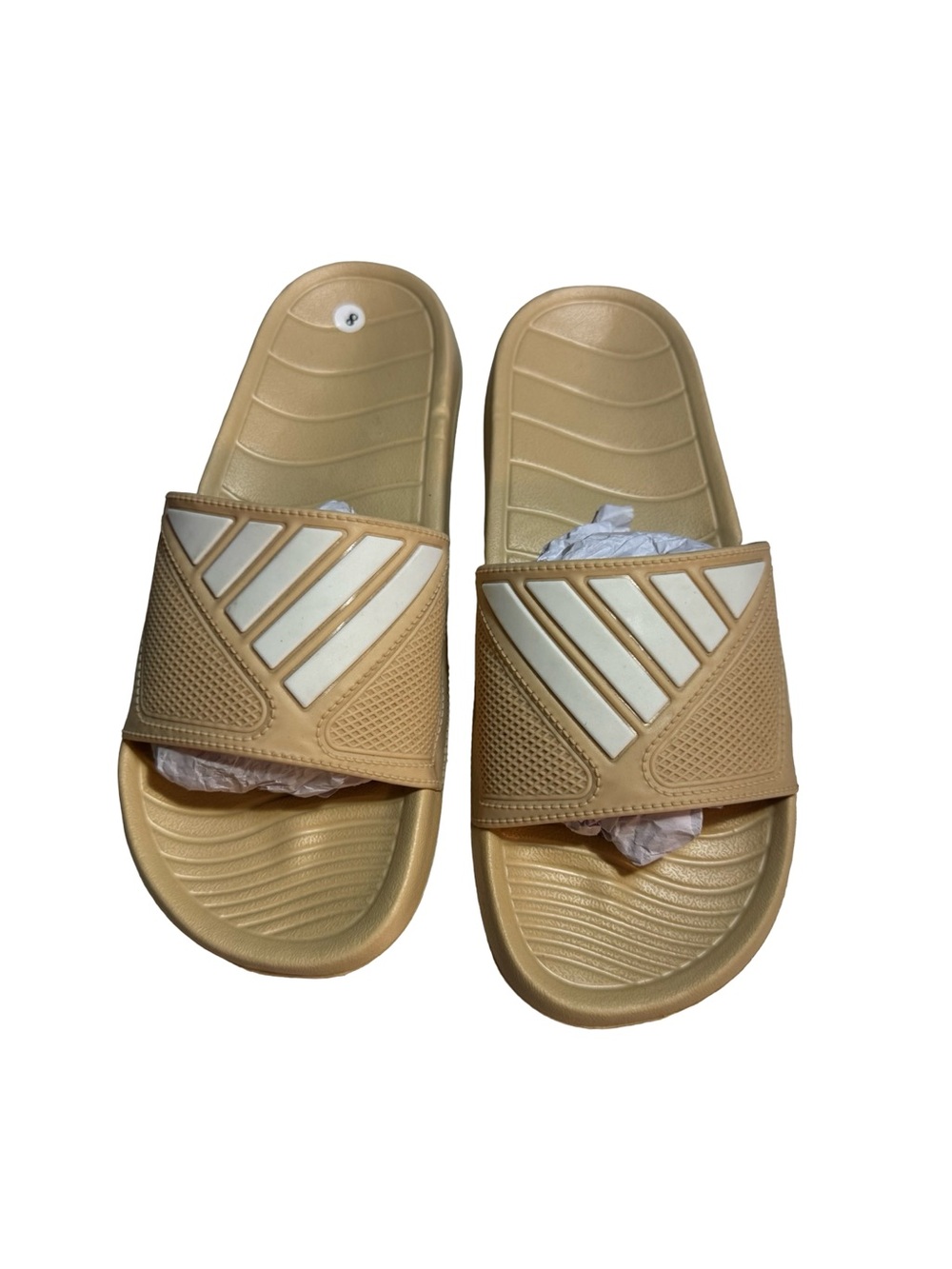 Men's Slip-On Slides in Tan and White